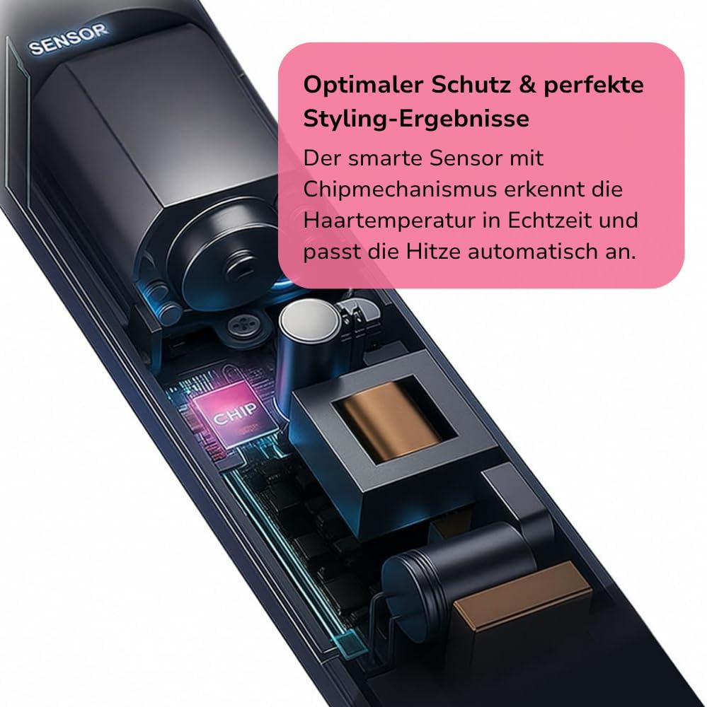 KU2 Cosmetics Lockenstab Automatisch – Curling Iron mit 5 Greif­fingern für grosse Locken, Keramikbe