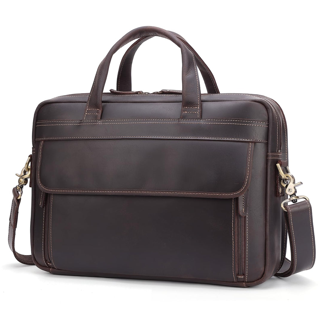 TIDING Leder Aktentasche Herren 15,6 Zoll Laptoptasche Business Taschen Vintage Arbeitstasche Umhäng