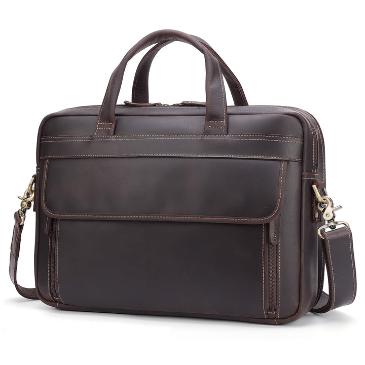 TIDING Leder Aktentasche Herren 15,6 Zoll Laptoptasche Business Taschen Vintage Arbeitstasche Umhäng