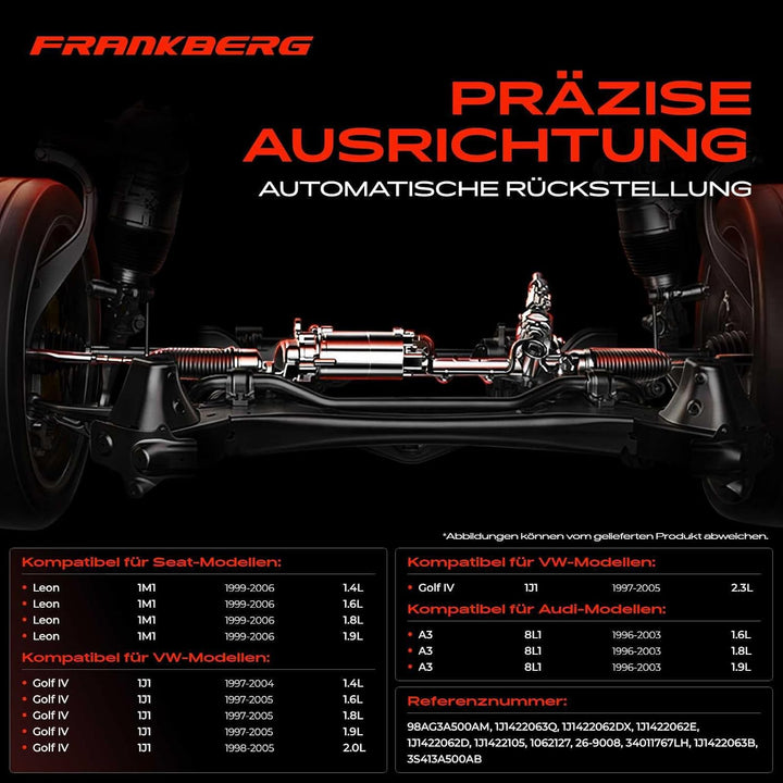 Frankberg Lenkgetriebe Servolenkgetriebe Hydraulisch für Linkslenker mit Spurstangen Kompatibel mit