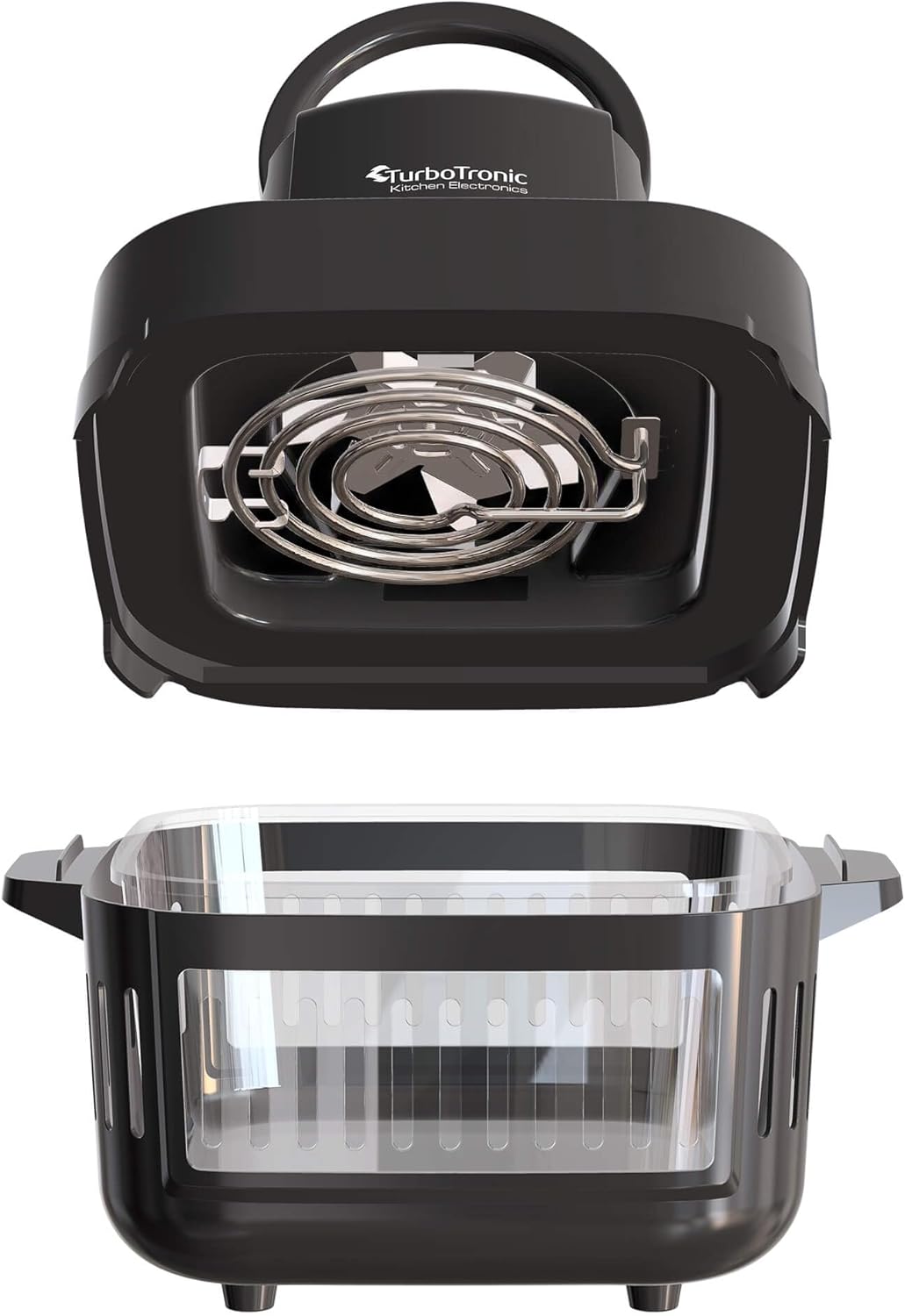 TurboTronic Heissluftfritteuse 6 L - AFG6-1600 W Glas Airfryer – Digitale Heissluft Fritteuse 50–180