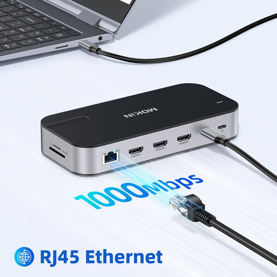 USB C Docking Station 3 HDMI, 16 in 1 Docking station zwei Monitor, Laptop Docking station drei Disp