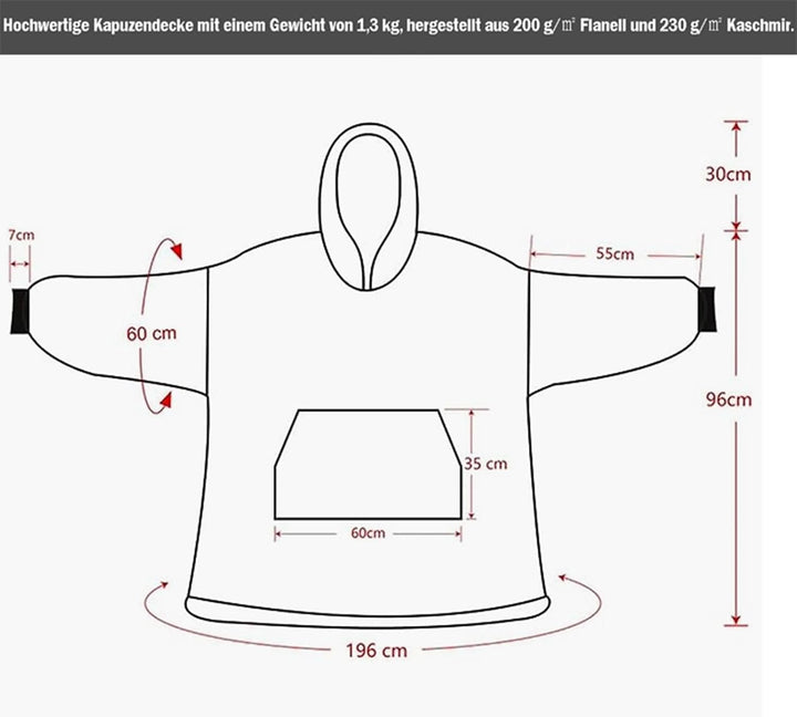 Tospass Hoodie Decke für Damen Herren Flanell Fleece Oversized Pullover Sweatshirt Decke Flauschige
