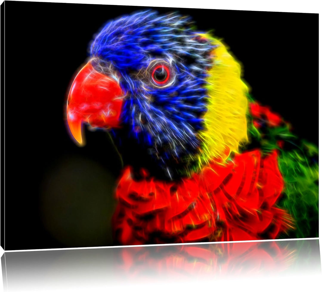 Dark farbenfroher Papagei Deluxe Format: 100x70 cm auf Leinwand, XXL riesige Bilder fertig gerahmt m