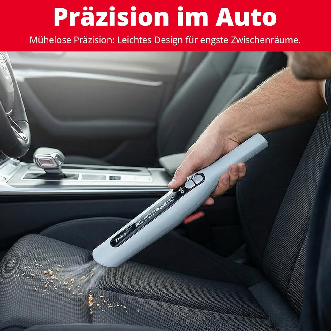 Trisa Handstaubsauger Akku Kabellos 120W – Autostaubsauger mit 30 Min Laufzeit, HEPA Filter, LED Dis
