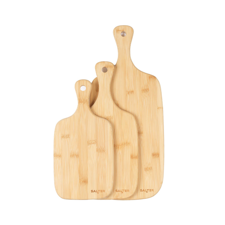Salter Schneidebrett Set Bambus, Holz Schneidebrett 3-teilig 30/35/45cm, Bambus Schneidebrett mit Gr