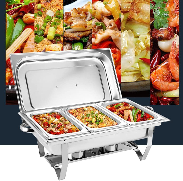Warmhaltebehälter Essen,Edelstahl Chafing Dish,Speisenwärmer Edelstahl Chafing Dish + Deckel für Cat