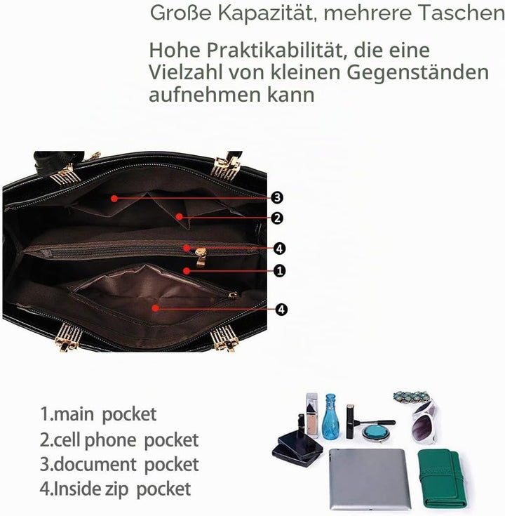 NICOLE &amp; DORIS Handtaschen für Damen Elegant Henkeltaschen PU Leder Schultertasche Wasserdichte Umhä