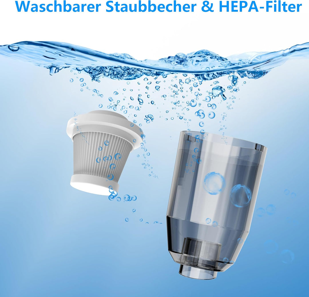 Mini-Auto-Staubsauger 15000 Pa – Tragbarer Kabelloser Handstaubsauger und Luftbläser mit 2 Filtern f