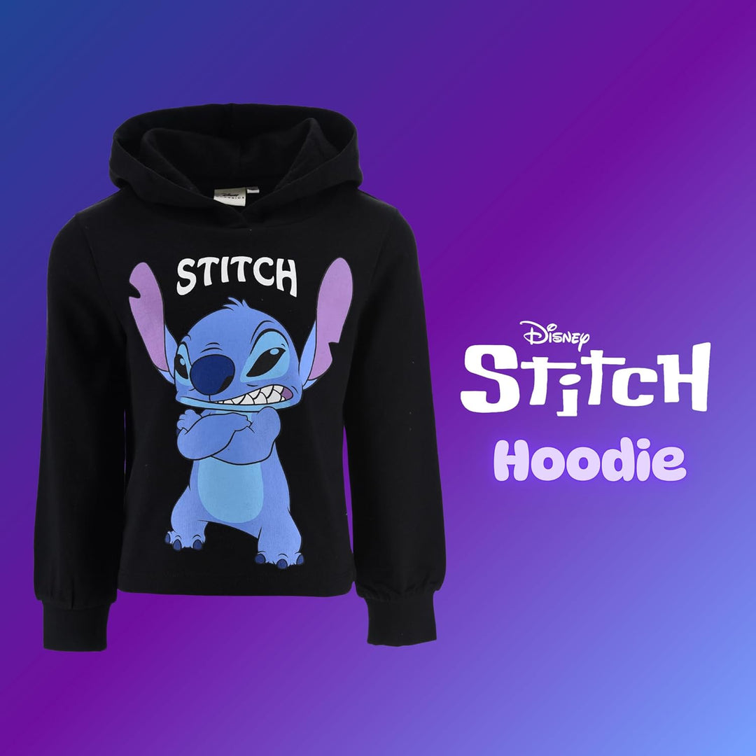 Disney Stitch Mädchen Sweatshirt, Klassischer Design Pullover Weiches Textil Sweatshirt, Kapuzenpull