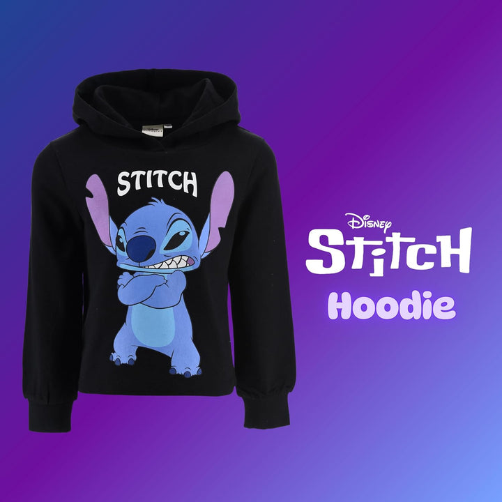 Disney Stitch Mädchen Sweatshirt, Klassischer Design Pullover Weiches Textil Sweatshirt, Kapuzenpull