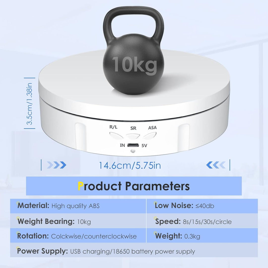 Drehteller Elektrisch, VAYOTOY 360 Grad Drehscheibe Elektrisch 6 Zoll/14,6 cm 10 kg Kleiner Elektris