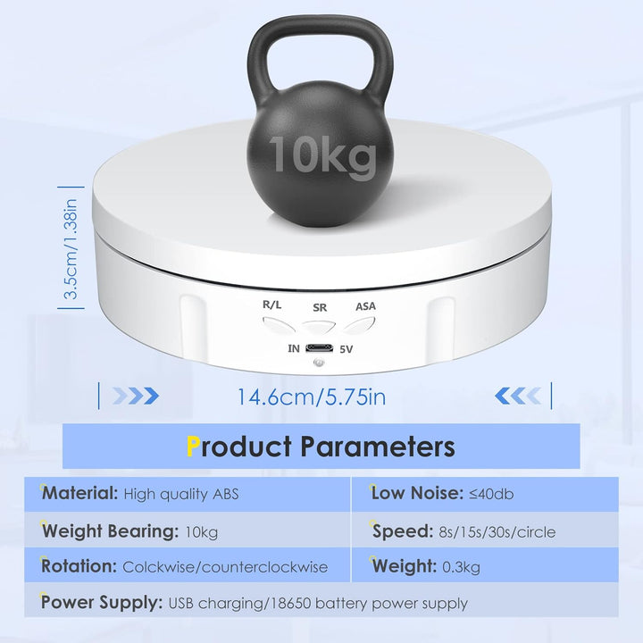 Drehteller Elektrisch, VAYOTOY 360 Grad Drehscheibe Elektrisch 6 Zoll/14,6 cm 10 kg Kleiner Elektris