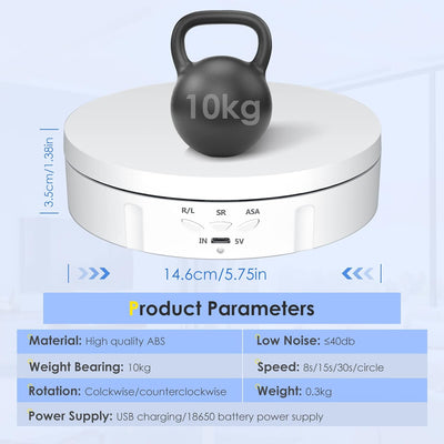 Drehteller Elektrisch, VAYOTOY 360 Grad Drehscheibe Elektrisch 6 Zoll/14,6 cm 10 kg Kleiner Elektris
