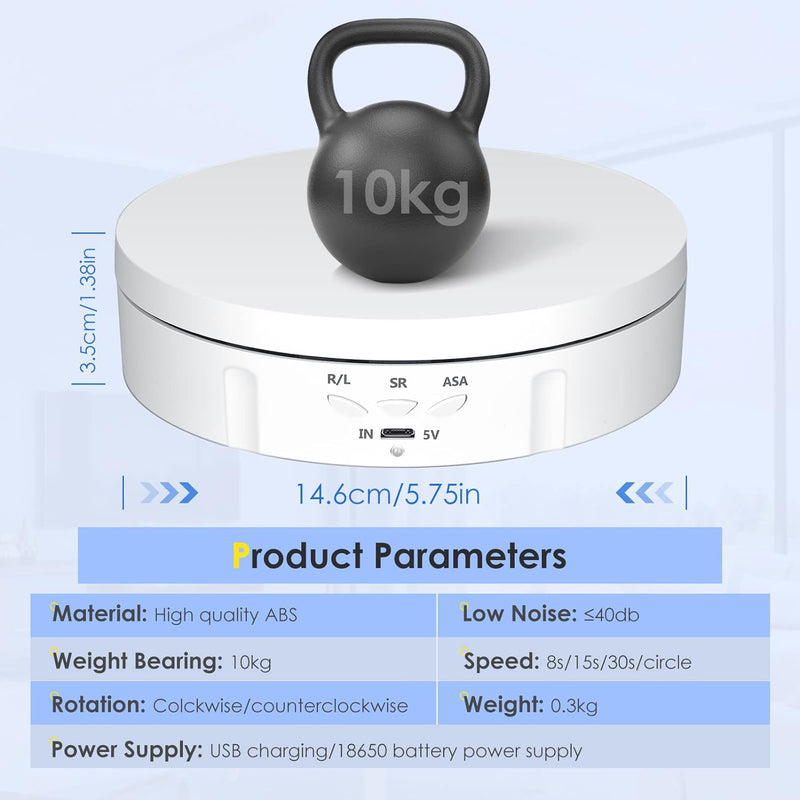 Drehteller Elektrisch, VAYOTOY 360 Grad Drehscheibe Elektrisch 6 Zoll/14,6 cm 10 kg Kleiner Elektris