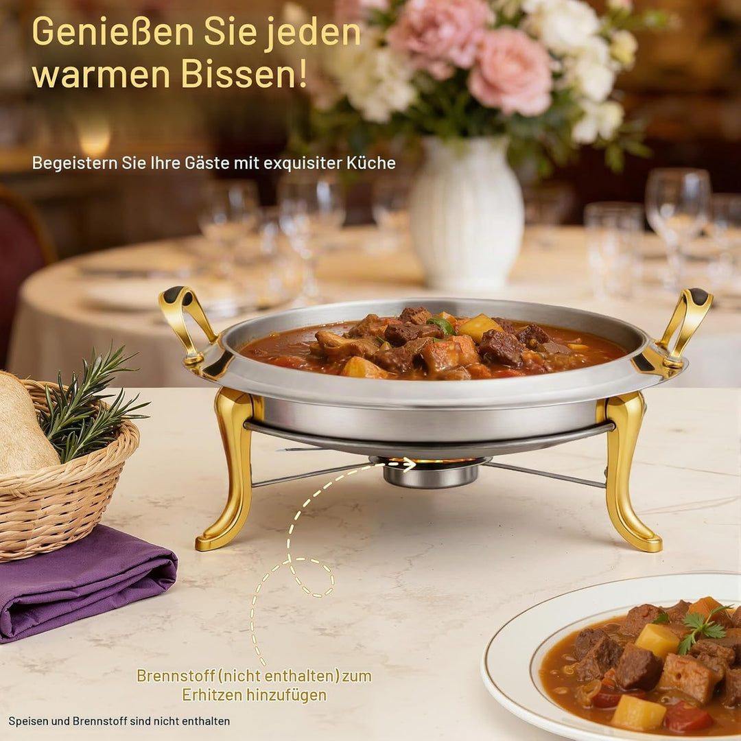 3Liter Speisewärmer Chafing Dish Warmhaltebehälter Wärmebehälter für Haushalt Cafeterias Hotelrestau