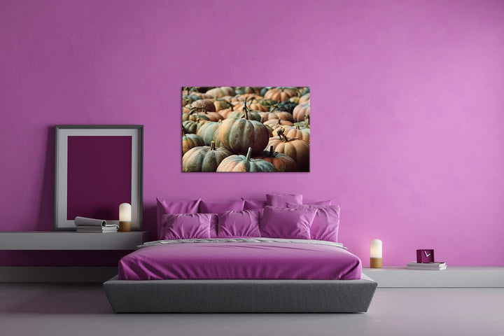 deyoli Kürbislager Format: 80x60 als Leinwandbild, Motiv fertig gerahmt auf Echtholzrahmen, Hochwert