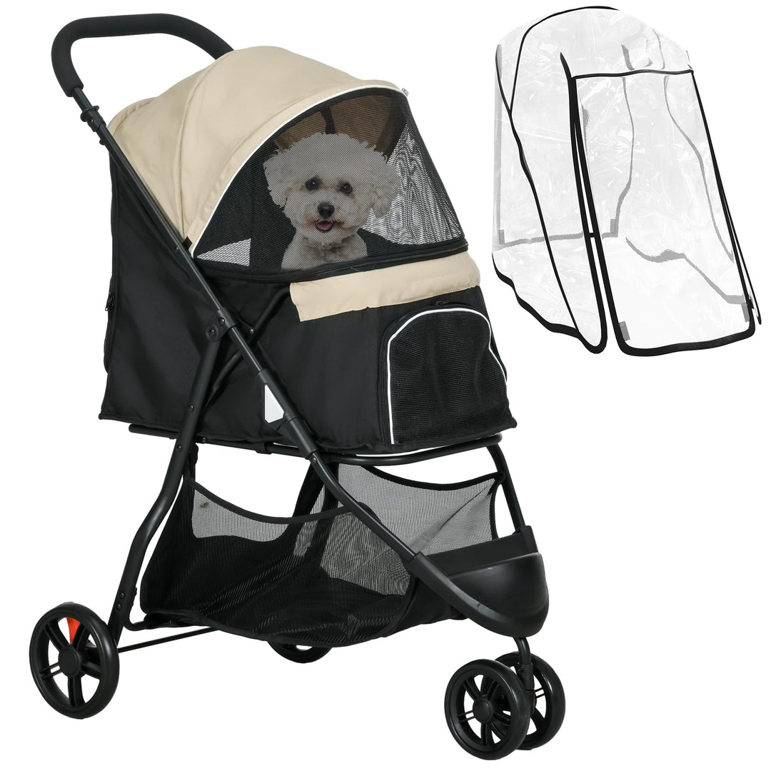 PawHut Hundewagen 2 in 1 Hundebuggy klappbar für Hunde &amp; Katzen bis 10 kg Katzenbuggy mit Kissen Net