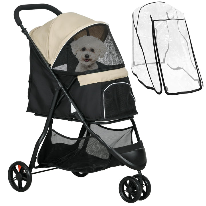 PawHut Hundewagen 2 in 1 Hundebuggy klappbar für Hunde &amp; Katzen bis 10 kg Katzenbuggy mit Kissen Net