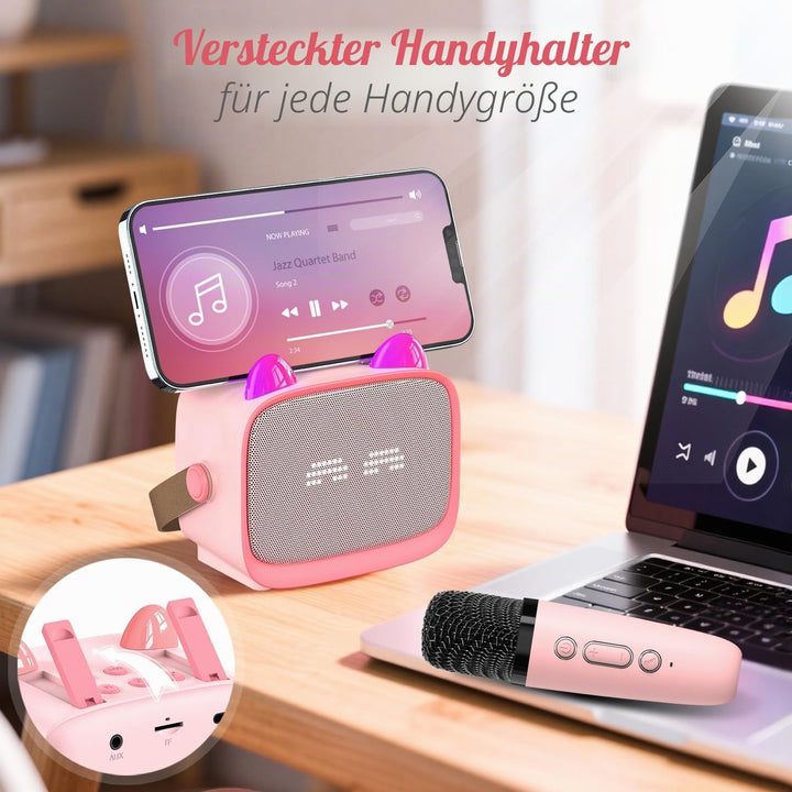 Karaoke Maschine mit 2 Karaoke Mikrofonen Kinder: Mini Karaoke Maschine Geschenk Mädchen mit Mikrofo