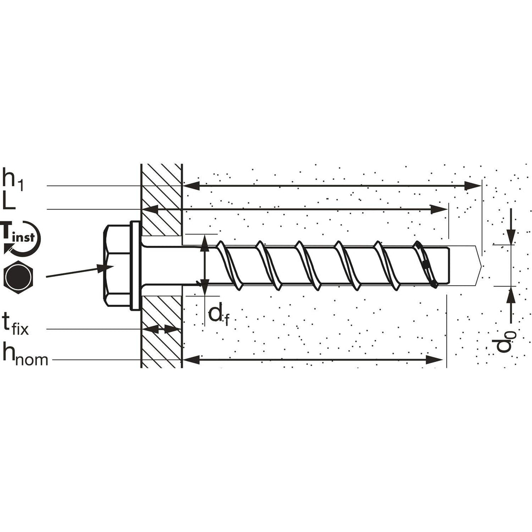 MUNGO Betonschraube MCS-S 6x 80 zinklamellenbeschichtet Inhalt: 100 Stück 6x80 mm, 6x80 mm