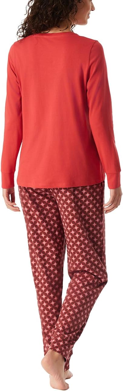 Schiesser Damen Schlafanzug lang mit Bündchen Baumwolle - Nightwear 36 Beere_181987, 36 Beere_181987