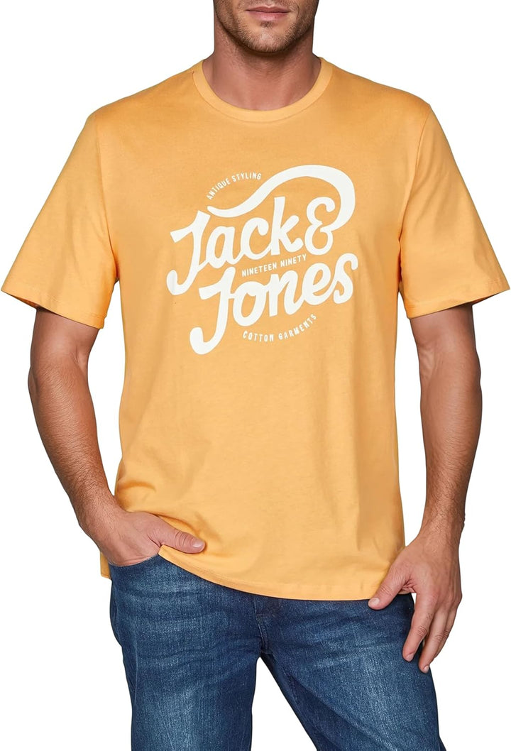 JACK & JONES JJLINO T-Shirt 4er Pack Rundhals Kurzarm Shirt Regular Fit Print Sommer 100% Baumwolle