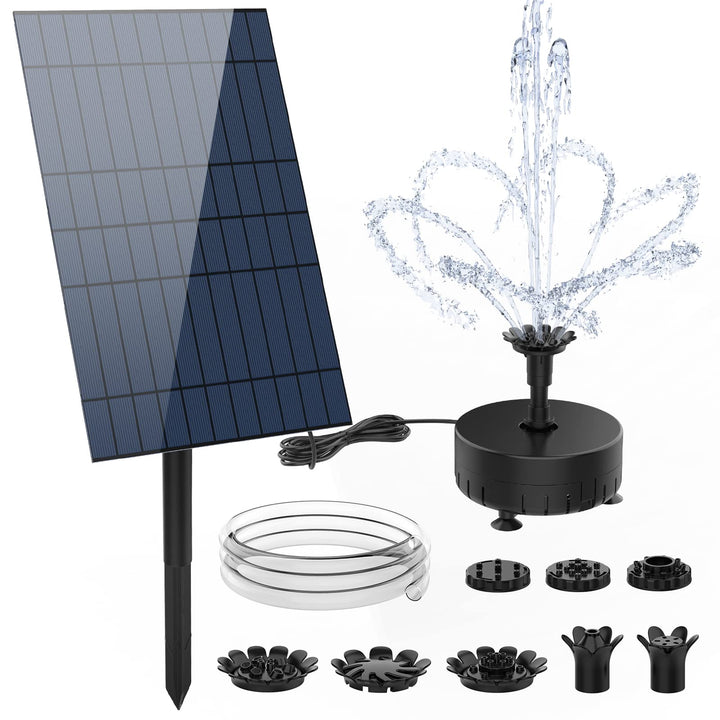 AISITIN 10W DIY Solar Springbrunnen, Upgrade Solar Teichpumpe mit 2M Wasserleitung und Feste Pfähle