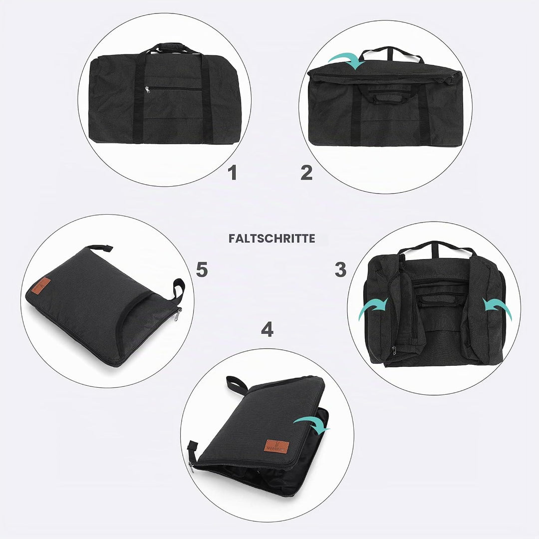 Vogshow Reisetasche grosse Faltbare 80L, Weekender Übernachtungstasche Seesack wasserdicht Sporttasc
