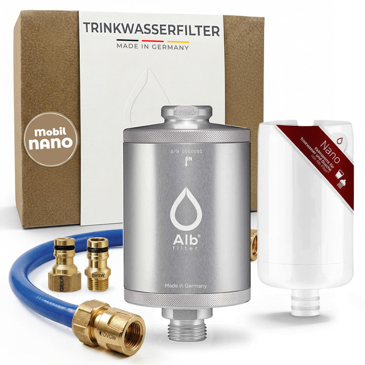 Alb Filter® MOBIL Nano Trinkwasserfilter | Bakterien, Keime und Anti-Legionellen-Filter | Boot, Camp