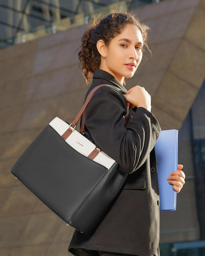LOVEVOOK Laptoptasche Handtasche Damen 15,6 Zoll, Leicht Aktentasche Arbeitstasche Gross, Elegant La