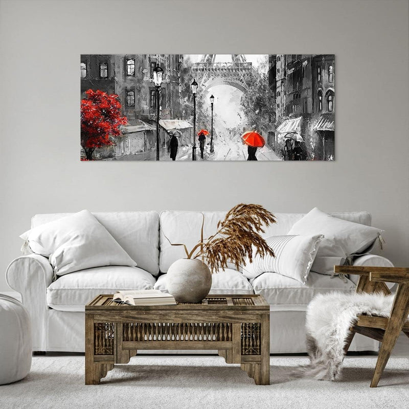 Wandbilder Dekoration Wohnzimmer Paris Stadt Zuhause Panorama Bilder auf Leinwand 120x50cm Leinwandb