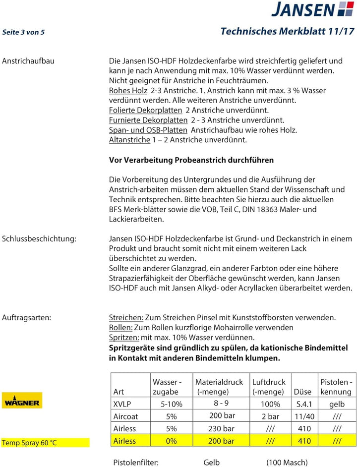 Jansen ISO-HDF Holzdeckenfarbe weiss 2,5l seidenglänzend Grund und Deckanstrich