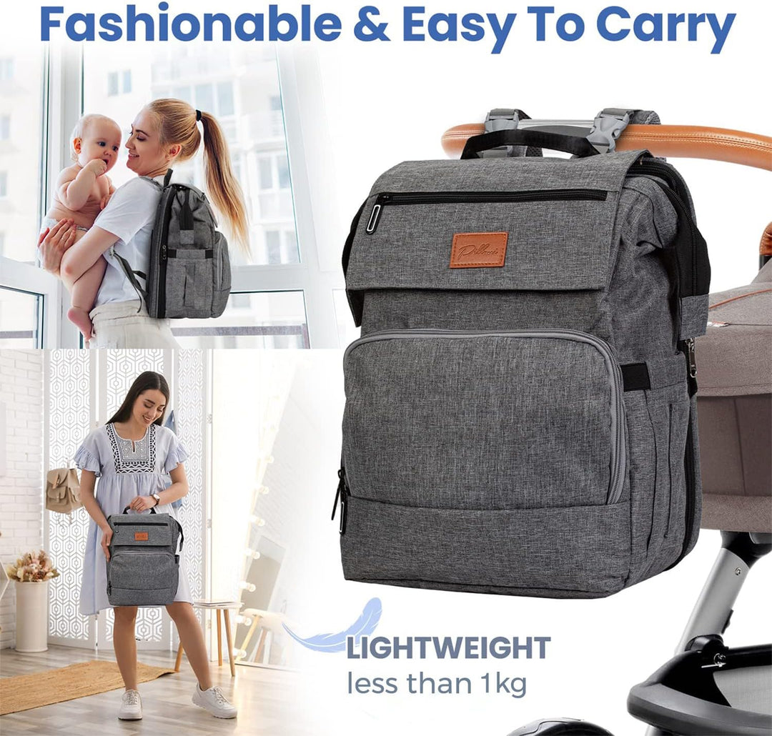 PILLANI Baby-Wickeltaschen-Rucksack – grosse Tasche für Jungen und Mädchen – Wickelrucksack – Reise-