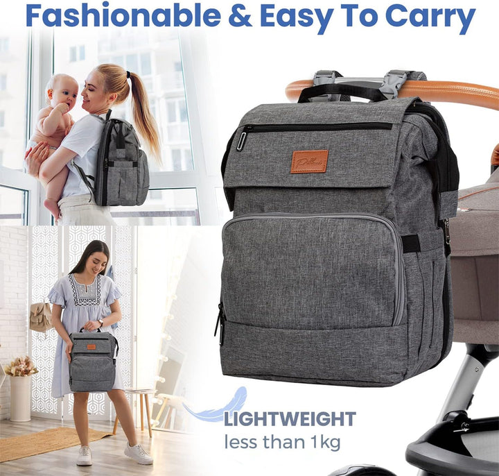PILLANI Baby-Wickeltaschen-Rucksack – grosse Tasche für Jungen und Mädchen – Wickelrucksack – Reise-