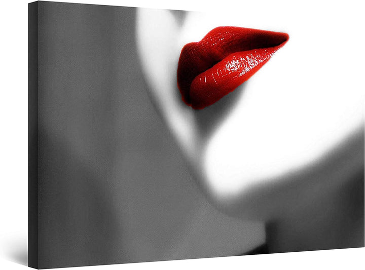 Startonight Leinwandbilder Schwarz und Weiss Rote Lippen, Doppelansicht Überraschung Modernes Dekor