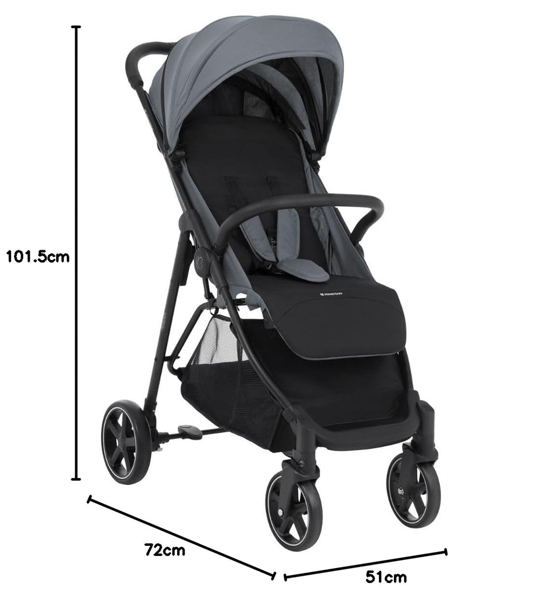 Kikkaboo Kinderwagen, Buggy Alexa 22 kg faltbar, Rückenlehne verstellbar, Gurt grau, grau