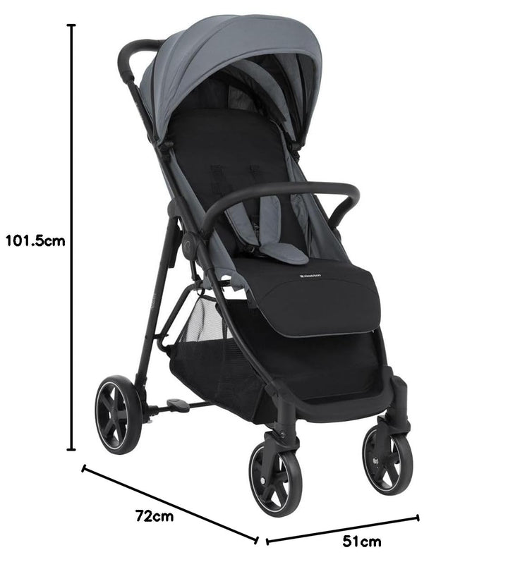 Kikkaboo Kinderwagen, Buggy Alexa 22 kg faltbar, Rückenlehne verstellbar, Gurt grau, grau