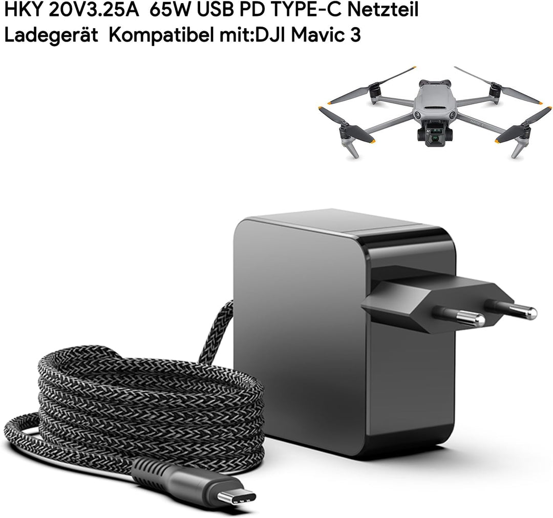 HKY 65W 40W USB C Ladegerät für DJI Mavic 3 Pro, Mavic 3 Classic, DJI Air 3 Air 3S, Mini 3 Mini 4 Pr