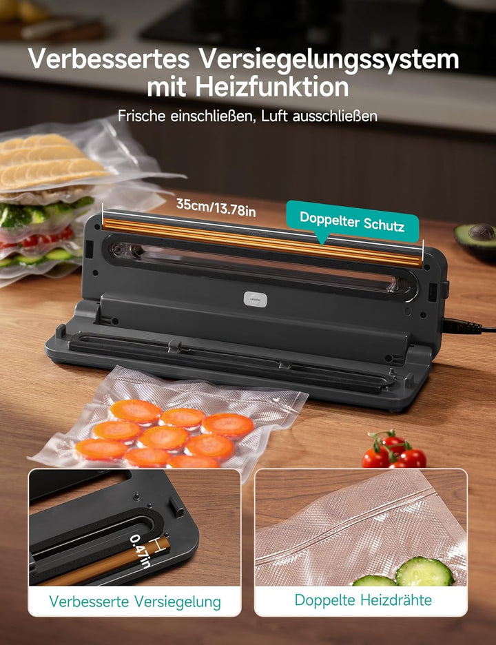 HiCOZY H600 Vakuumiergerät für lebensmittel, Vakuumierer mit Leistungsstarke Doppelversiegelung, für