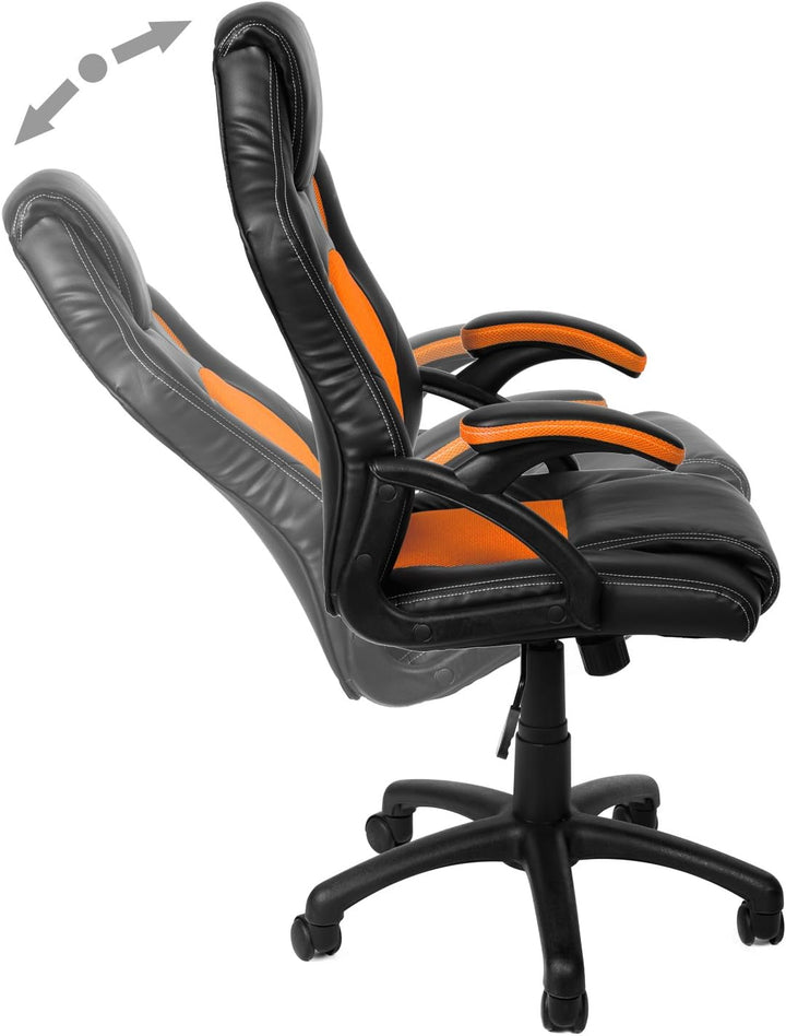 Gamer Stuhl Gaming Schreibtischstuhl Chefsessel Bürostuhl Ergonomisch, Orange, 9 Farbvarianten, gepo