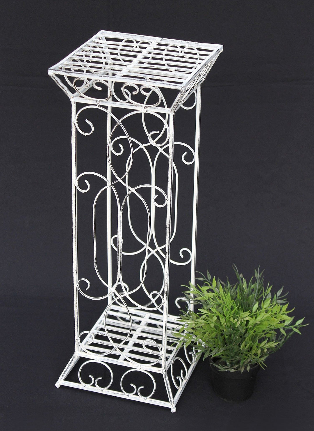 DanDiBo Blumenhocker Metall Weiss Eckig 63 cm Blumenständer 20304 Blumensäule