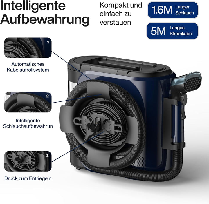 SAMAKO PowerClean Pro – Polsterreiniger Gerät mit Dampf-Funktion & HEPA-Filter – Tiefenreinigung für
