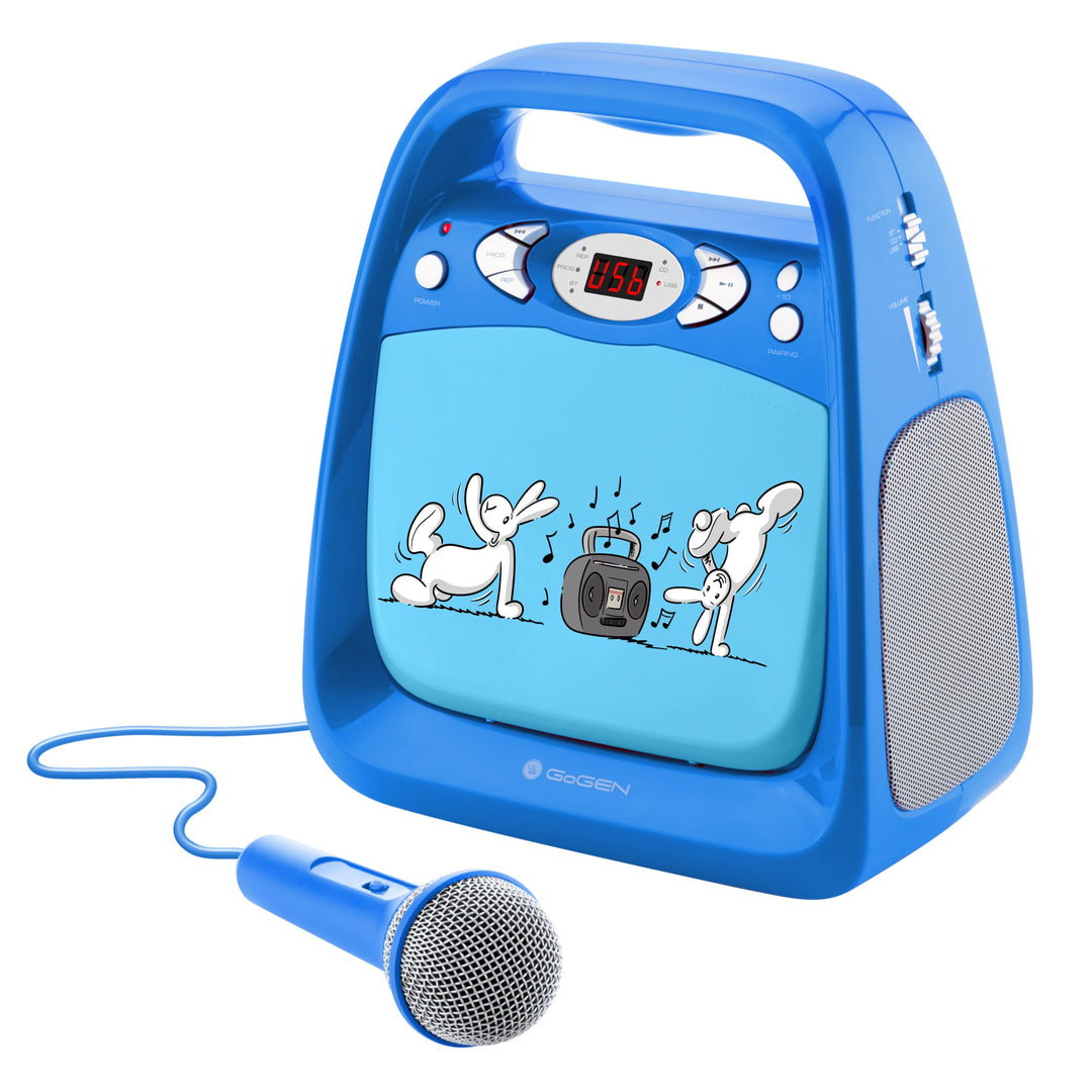 GOGEN Kinderkaraoke und CD Player I USB I MP3 I Mikrofon inklusive I Kopfhörerausgang I tragbar I Ba