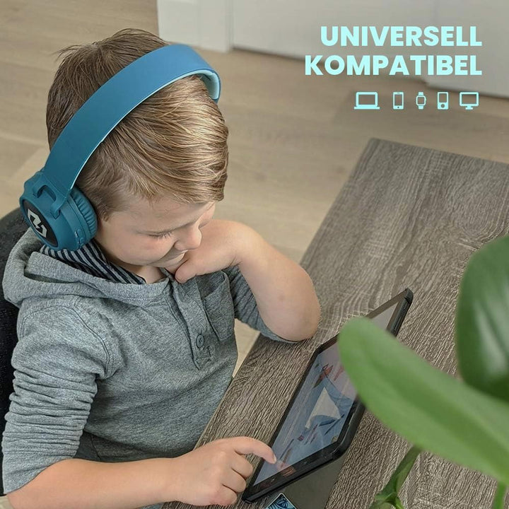 PowerLocus Kinderkopfhörer Bluetooth, Kinder Kopfhörer Over-Ear mit 85db Lautstärkebegrenzung LED-li