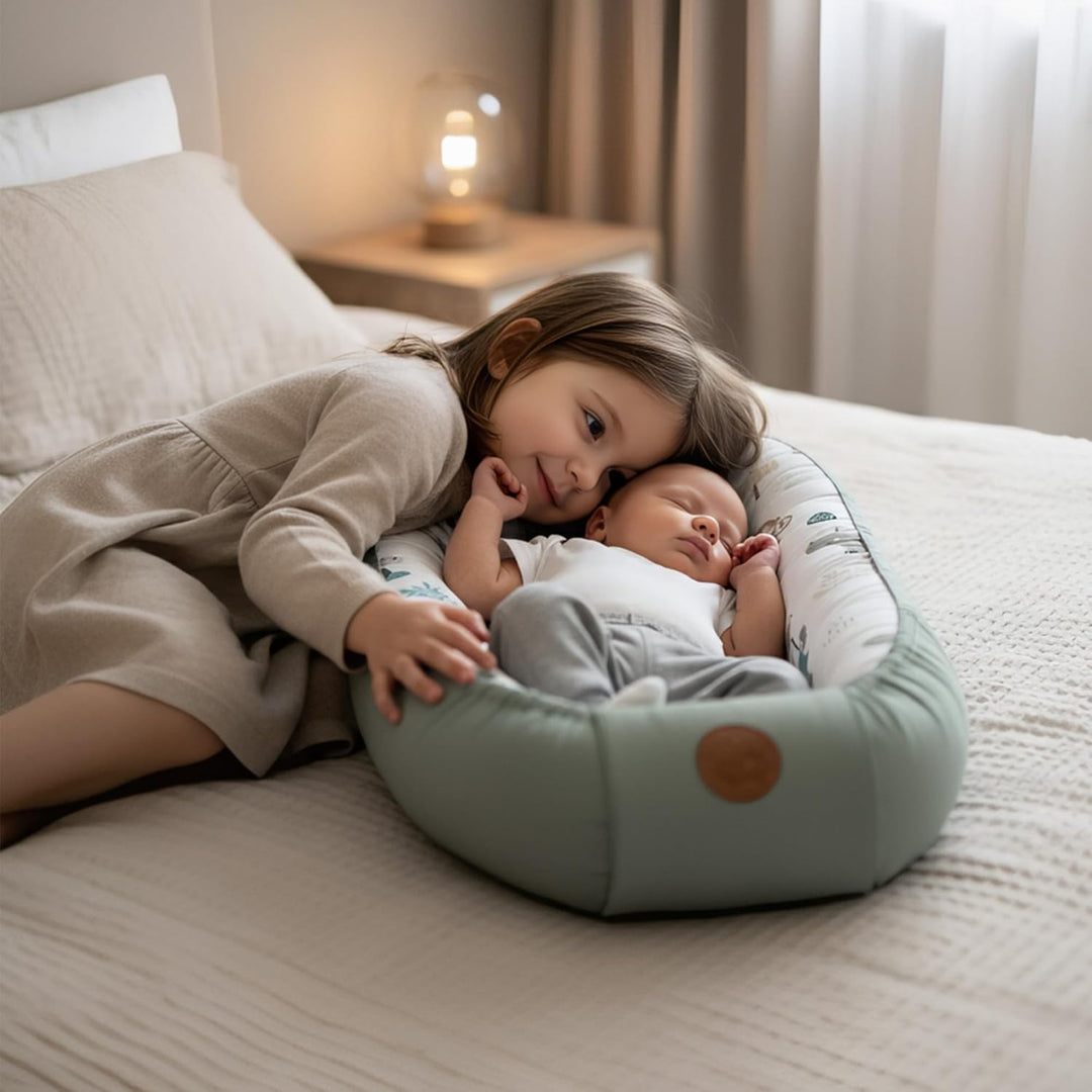 Babynest Kokon Neugeborene 90 x 50 cm - Handmade Kuschelnest Baby Nestchen aus Baumwolle Sternchen G