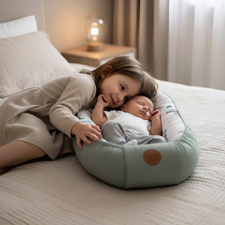 Babynest Kokon Neugeborene 90 x 50 cm - Handmade Kuschelnest Baby Nestchen aus Baumwolle Sternchen G