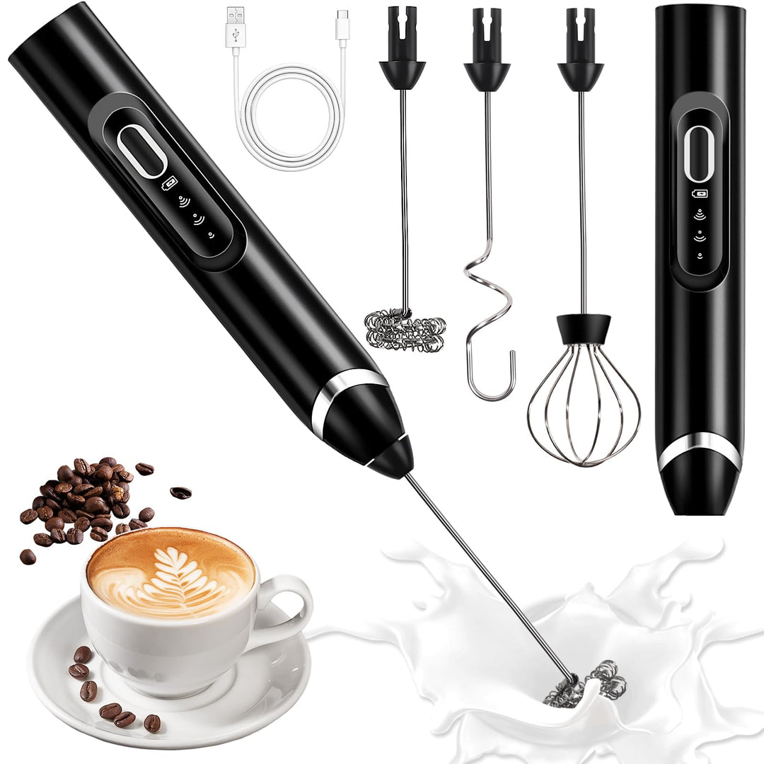 Milchaufschäumer Stab, 3 Gang USB-C Wiederaufladbar Milchschäumer, Milchaufschäumer Elektrisch Stab