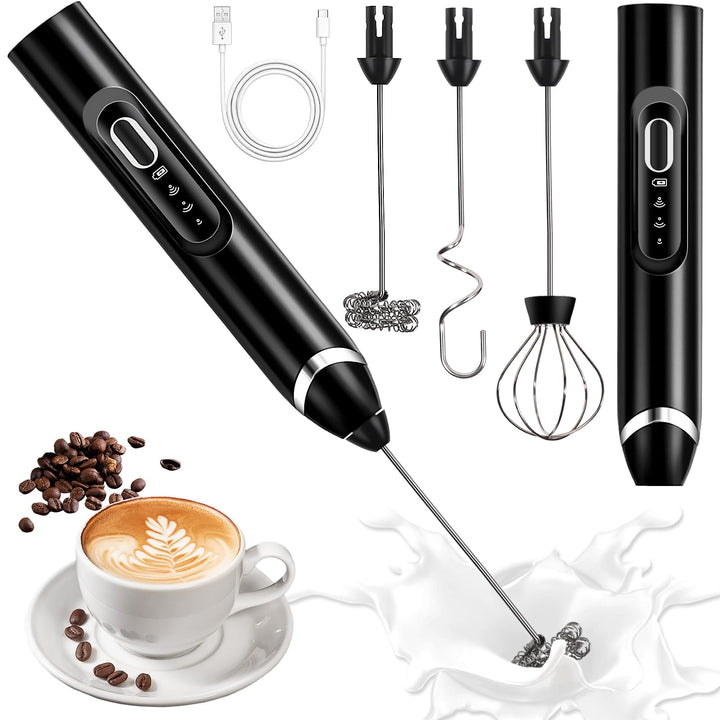 Milchaufschäumer Stab, 3 Gang USB-C Wiederaufladbar Milchschäumer, Milchaufschäumer Elektrisch Stab