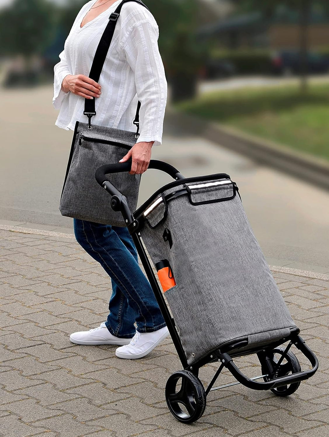 Maximex Einkaufs-Trolley Thermo & Comfort, Platzsparender Trolley mit leichtgängigen Rollen, abnehmb